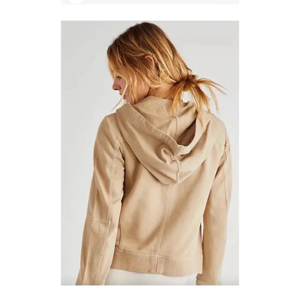Free People We The Free Carmen Moto Jacket Top Hoodie Zip Up Solid Small